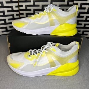 Fabletics Yellow/White Cheviot Performance Women’s Shoe Sneaker